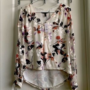 Women V neck surplice blouse.